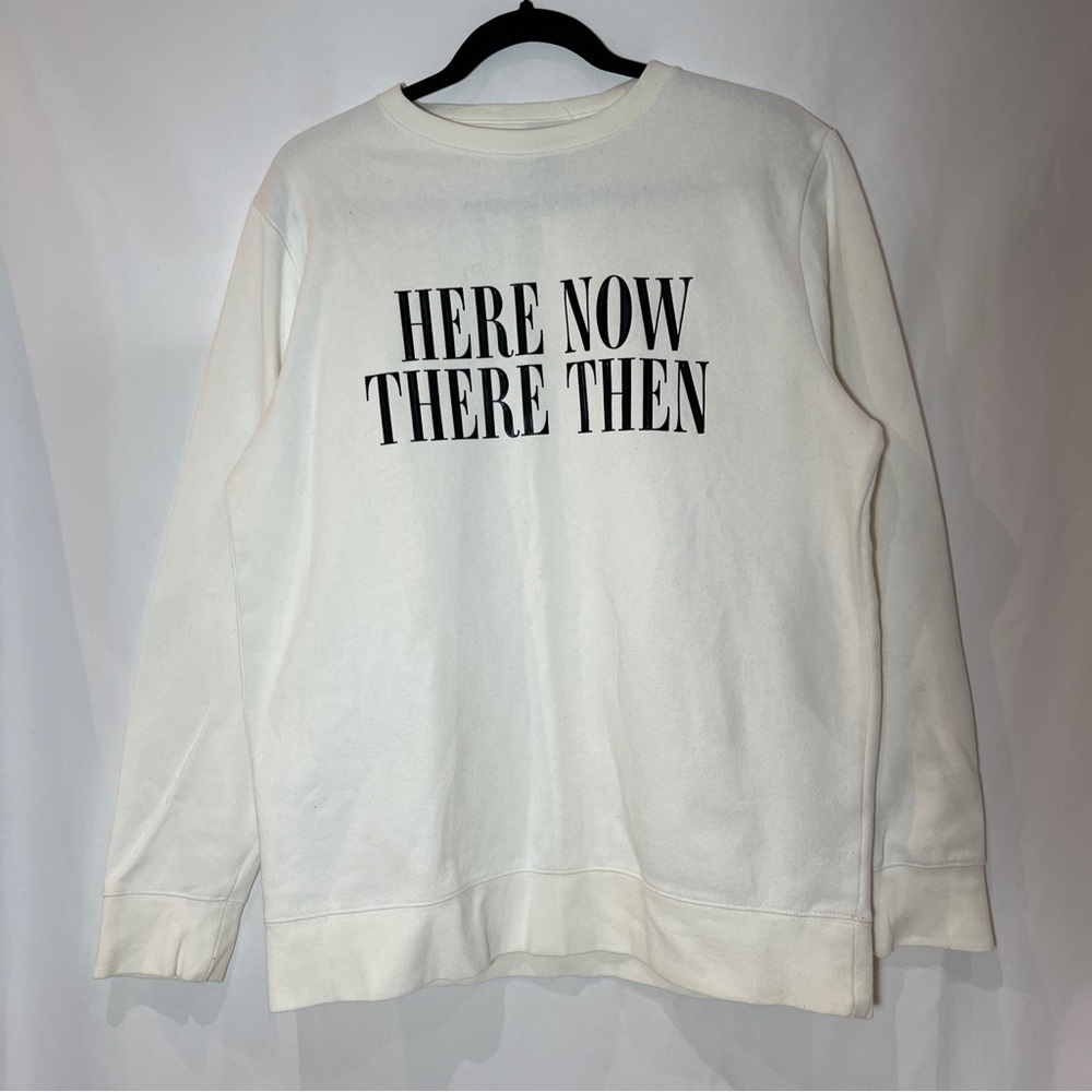 H&M Mens Print Sweatshirt HERE NOW THERE THEN White Size M Cotton Blend Pullover